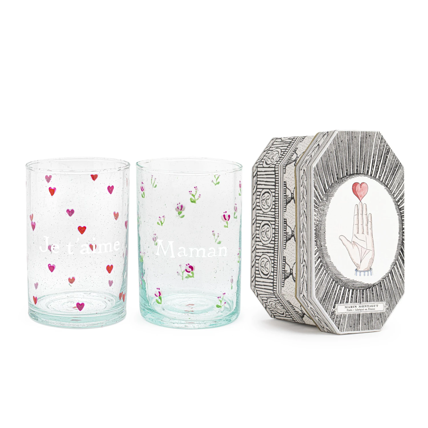 Coffret De Verres | JE T'AIME + MAMAN 1 Coffret De Verres | JE T'AIME + MAMAN