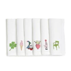 Serviette En Lin Brodée | CORNET DE GLACE -Atelier Élégance Pas Cher Magasin NAPKIN ALL IN ONE 1 2