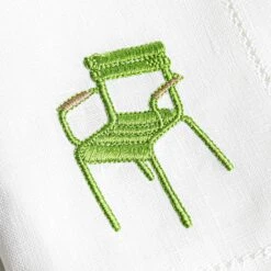 Serviette En Lin Brodée | CHAISE DU LUXEMBOURG -Atelier Élégance Pas Cher Magasin NAPKIN CLOSE UP JARDIN DU LUX