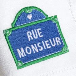 Serviette En Lin Brodée | RUE MONSIEUR -Atelier Élégance Pas Cher Magasin NAPKIN CLOSE UP RUE MONSIEUR