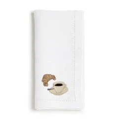 Serviette En Lin Brodée | CAFÉ CROISSANT
