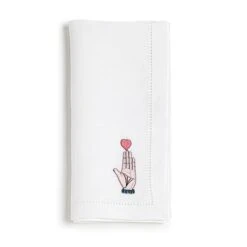 Serviette En Lin Brodée | COEUR SUR LA MAIN