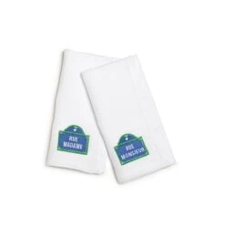 Serviette En Lin Brodée | RUE MADAME -Atelier Élégance Pas Cher Magasin NAPKIN FOLDED RUE MADAME26MONSIEUR