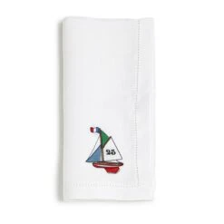 Serviette En Lin Brodée | VOILIER