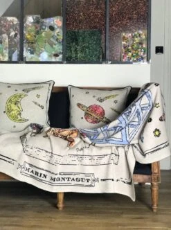 Couverture Cachemire | POLYEDRE BLEU | COLLAB SAVED NY X MM -Atelier Élégance Pas Cher Magasin marin montagut couverture2 3